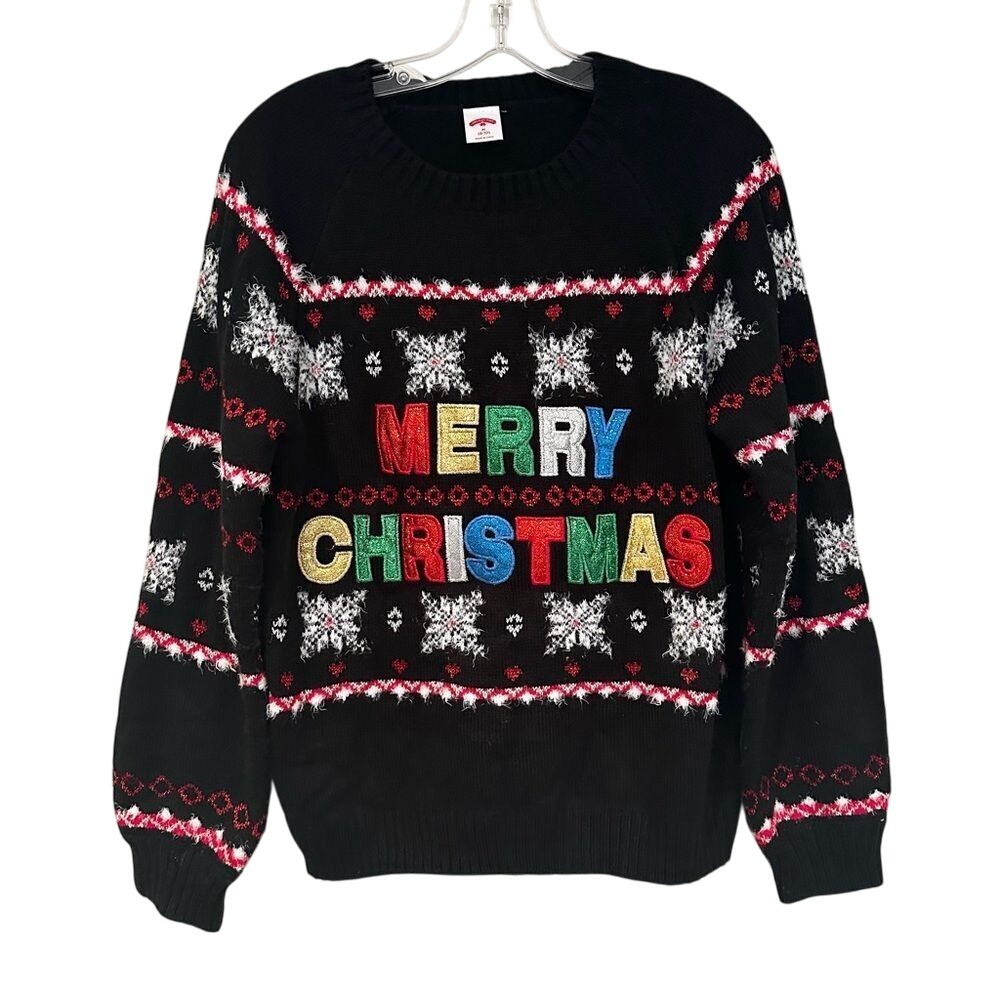 Holiday Time Merry Christmas Embroidered Sweater Women's Size‎ Medium Holiday
